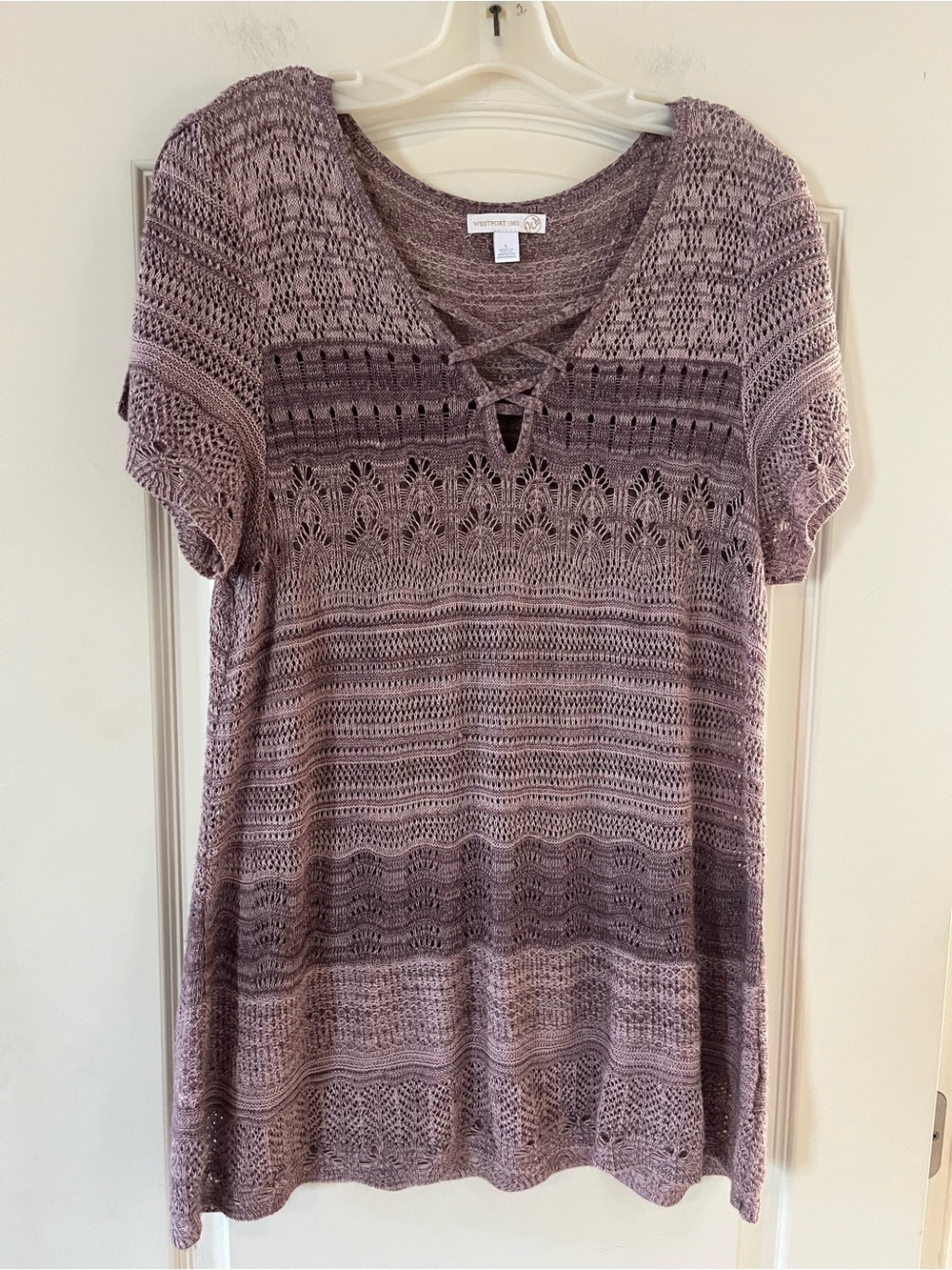 Westport 1962 Lavender Open Sleeve Acrylic Knit Women’s Size Large (Runs small)